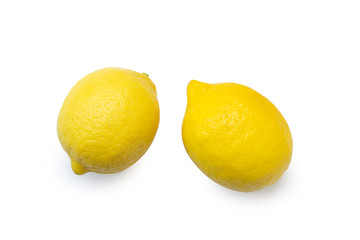 Top view fresh lemon fruit isolated on white background.