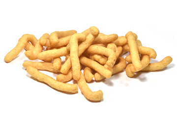 Roasted snack isolated on white background.