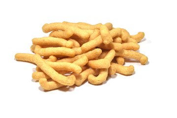 Roasted snack isolated on white background.
