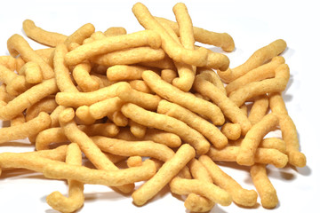 Roasted snack isolated on white background.