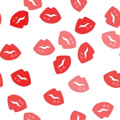 Red lips, Seamless Wallpaper pattern.   The ability to stretch to any size in all directions without loss of quality.  Vector illustration. 