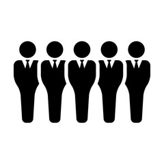 People icon vector male group of persons symbol avatar for business management team in flat color glyph pictogram illustration