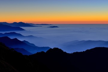Sunset in  mountain Hehuan,Taiwan