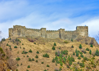 Medieval fortress Maglic on mountain cliff, Serbia