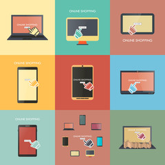 Online shopping concept, vector illustration.