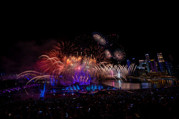 New Year fireworks at Singapore Marina area