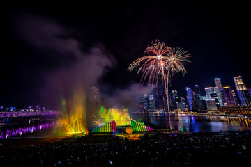 New Year fireworks at Singapore Marina area