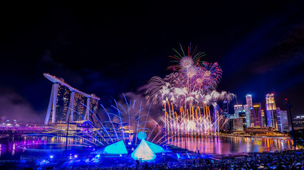 New Year fireworks at Singapore Marina area