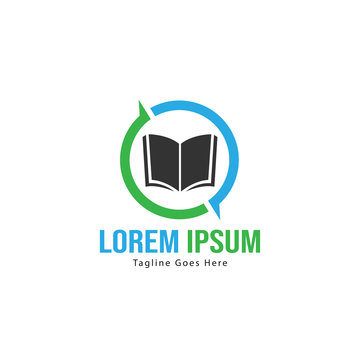 Book logo template design. minimalist book logo with modern frame