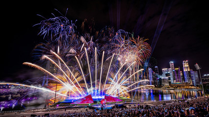 New Year fireworks at Singapore Marina area