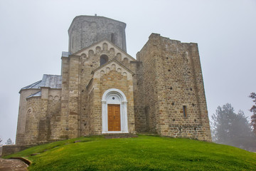 Fototapeta na wymiar The church of St.George in the orthodox Djurdjevi Stupovi Monastery in Serbia. UNESCO World Heritage Site