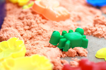 Sandbox Children's playground, artificial sand, there are many toys.