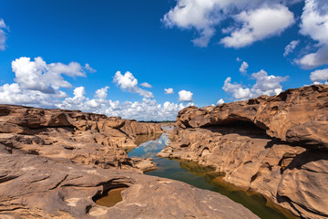 Unseen Thailand stone canyon  at Sam Pan Bok in Mae Kong river. Ubonratchathani Province ,Thailand