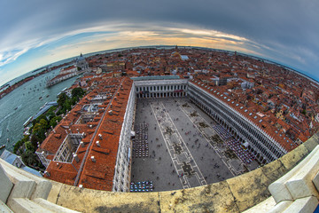 Fish eye view at Venice city scene