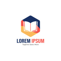Book logo template design. minimalist book logo with modern frame