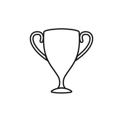 Trophy cup line icon on white background