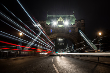 Fototapeta na wymiar Traffic over the Tower Bridge.