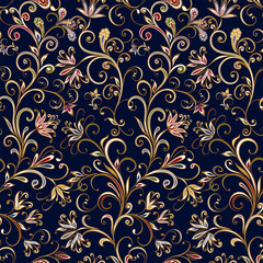 Seamless vintage borders. Traditional East style, ornamental floral elements.