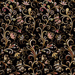 Seamless vintage borders. Traditional East style, ornamental floral elements.