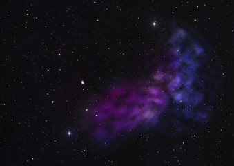 Star field in space and a nebulae. 3D rendering