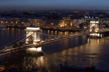 Fototapeta na wymiar Aerial view of Budapest city scene at night time