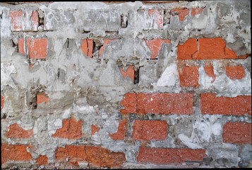 Brick wall of the old house, built in the middle of the last century. Background