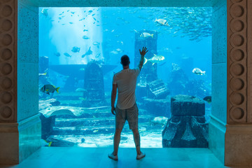 man in aquarium