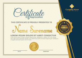 Elegant certificate template vector with luxury and modern pattern background