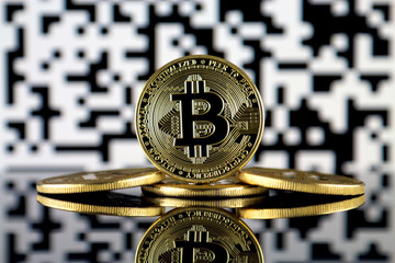 Bitcoin (BTC) and QR Code (Bitcoin Wallet Address) concept.