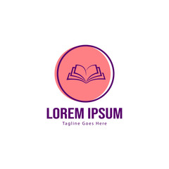 Book logo template design. minimalist book logo with modern frame