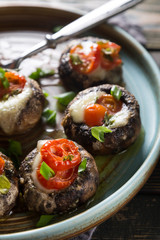 Mushrooms stuffed with mozzarella and tomatoes