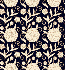 seamless vector vintage floral dark pattern design. seamless template in swatch panel