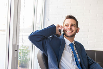 businessman talking on mobile phone