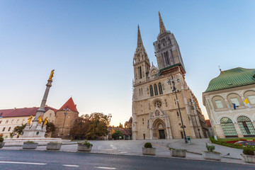 Zagreb Cathedral at sunrise. Croatia