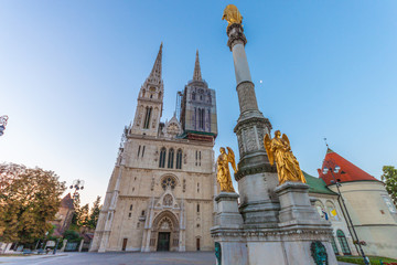 Zagreb Cathedral at sunrise. Croatia