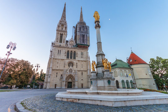 Zagreb Cathedral at sunrise. Croatia