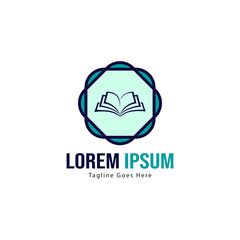 Book logo template design. minimalist book logo with modern frame