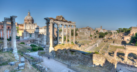 Naklejka na ściany i meble A view of Roman Forum in Rome at sunny summer day