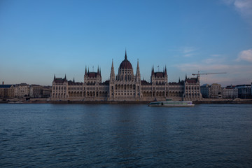 Fototapeta premium A view of Hungarian Parliament building at night