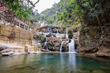 Beautiful canyon and waterfall landscape around Dinghu Mountain National Nature Reserve