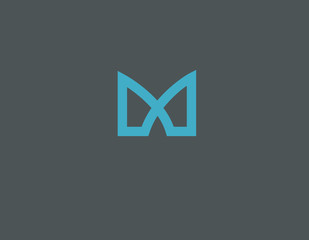 Creative blue linear logo icon typography letter M for business company