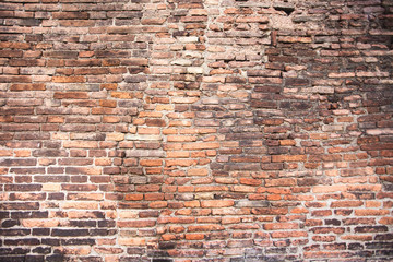 Closeup of old grey and red rough brick wall. For pattern, texture and background