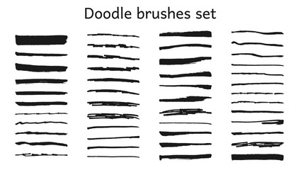 Doodle,ink brushes and hand drawn decorative elements. Grunge style. Brushes are included.