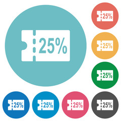 25 percent discount coupon flat round icons