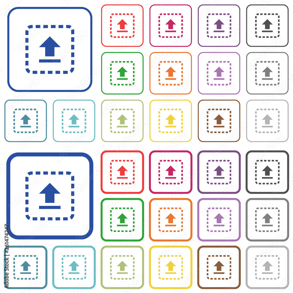 Poster drag to upload outlined flat color icons