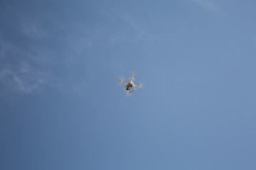 Flying the copter in the sky and clouds