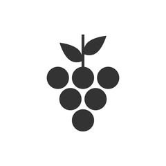 Grape fruits sign icon in flat style. Grapevine vector illustration on white isolated background. Wine grapes business concept.