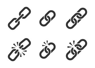 Chain sign set collection icon in flat style. Link vector illustration on white isolated background. Hyperlink business concept.