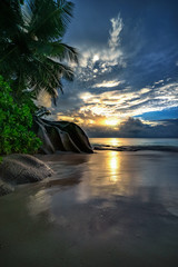 sunset on paradise beach at anse georgette, praslin, seychelles 2