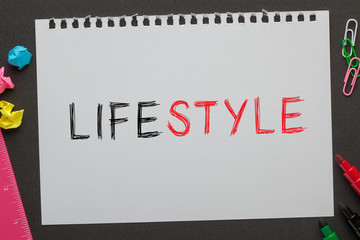 Lifestyle word on notebook